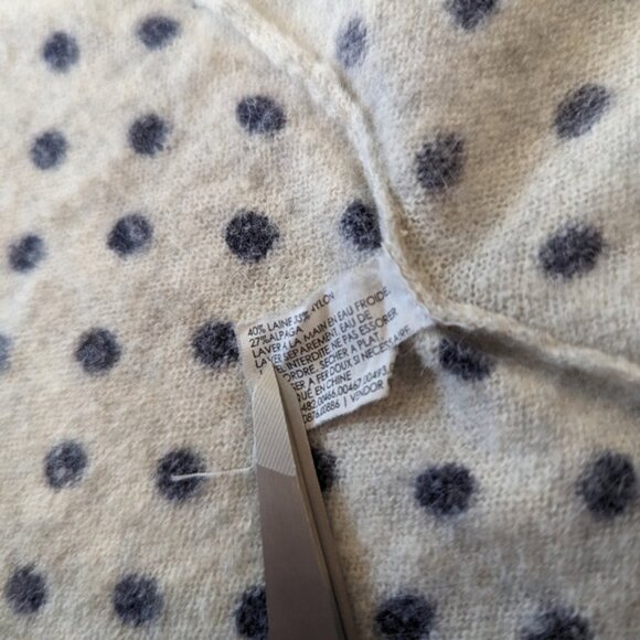 Club Monaco cream and black polka dot wool sweater women's Large - Picture 5 of 8
